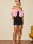 Short Strapless Bow Mini Dress