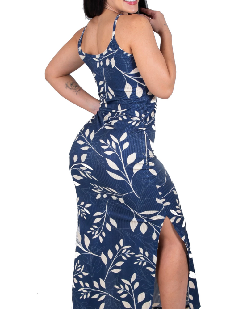 Vestido Floral Canelado Casual