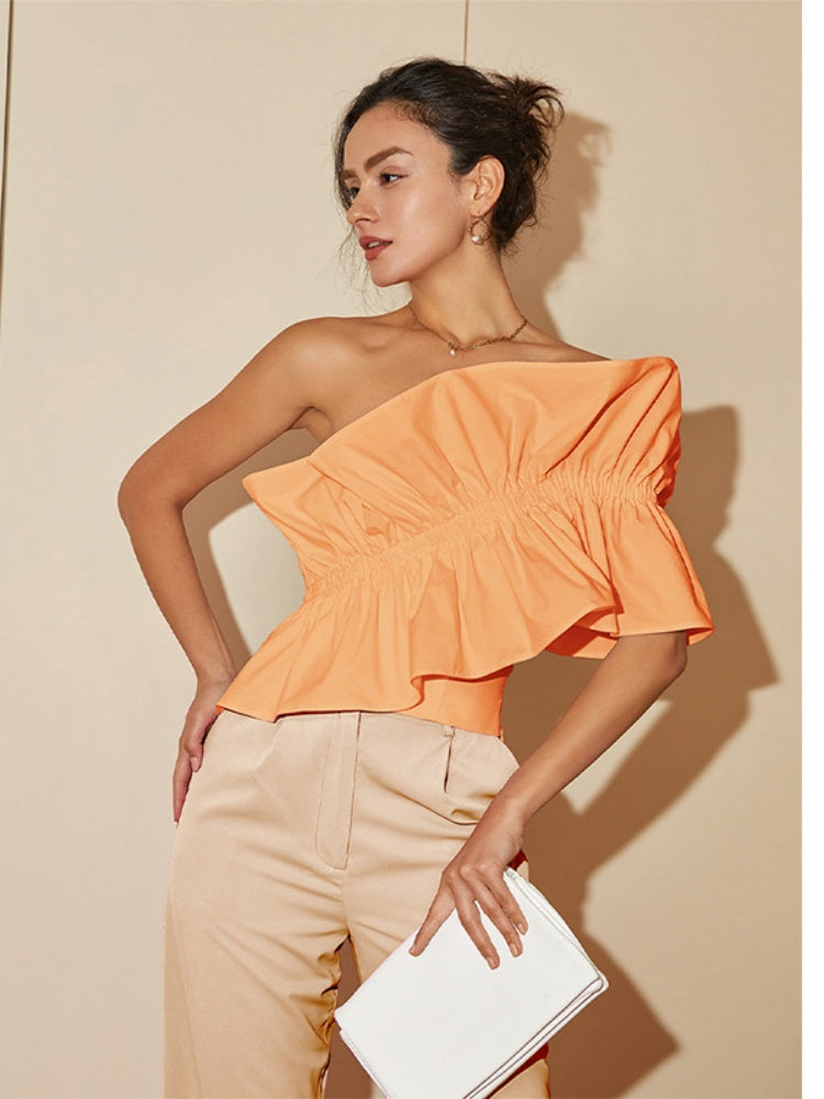 Temperament Ruffled Short-Sleeve Top