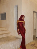 Sequin Open Back Mermaid Dress