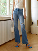 Retro Flare Distressed Hole Jeans