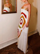 Bustier Satin Print Dress