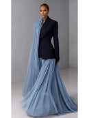 Light Blue Chiffon Drape Maxi Skirt Set