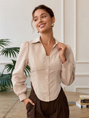 Tailored V-Neck Office Blouse