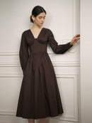 Early Spring V-Neck Waist Midi Dress