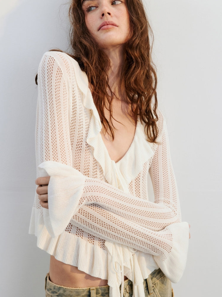 V-Neck Bell Sleeve Cardigan