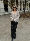 Relaxed V-Neck Knit Cardigan