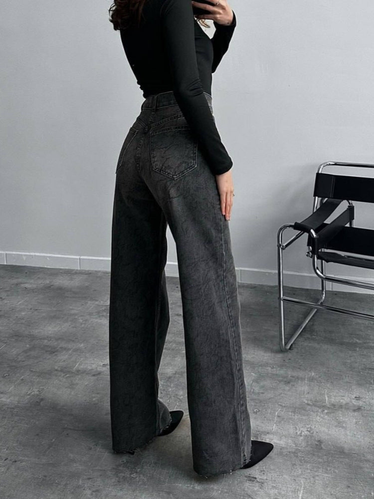 Printed Straight Leg Jeans