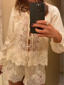 LaceTrimmed Satin Pajama Set