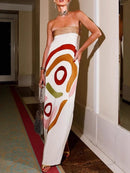 Bustier Satin Print Dress