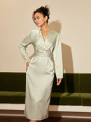 Premium Feel Tailored Waist-Defining Midi Dress