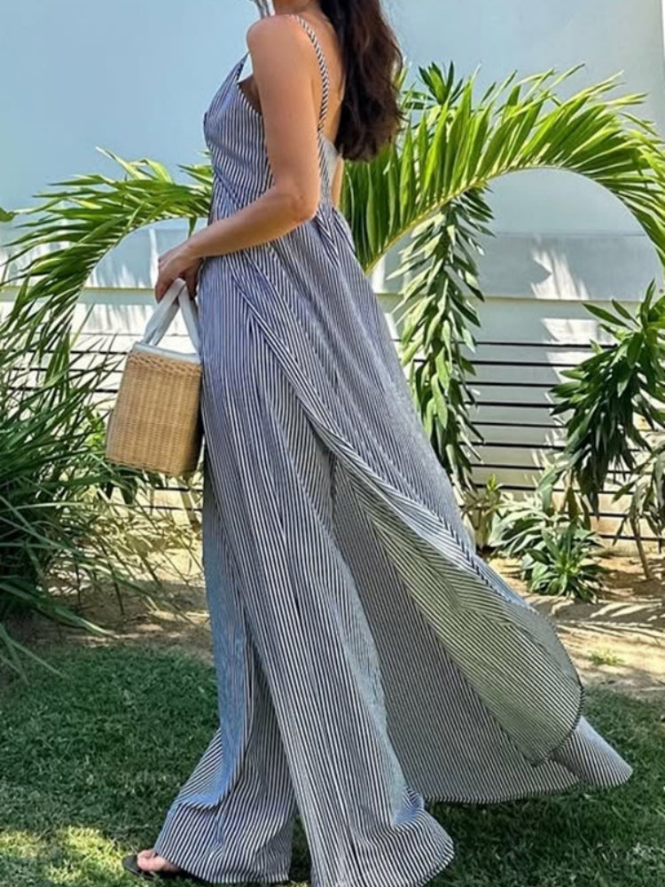 Matching Striped Top & Pants Set