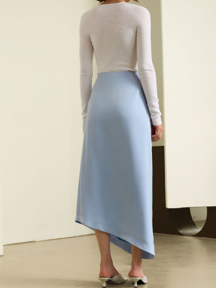 V-Neck Knot Blouse & Skirt Ensemble