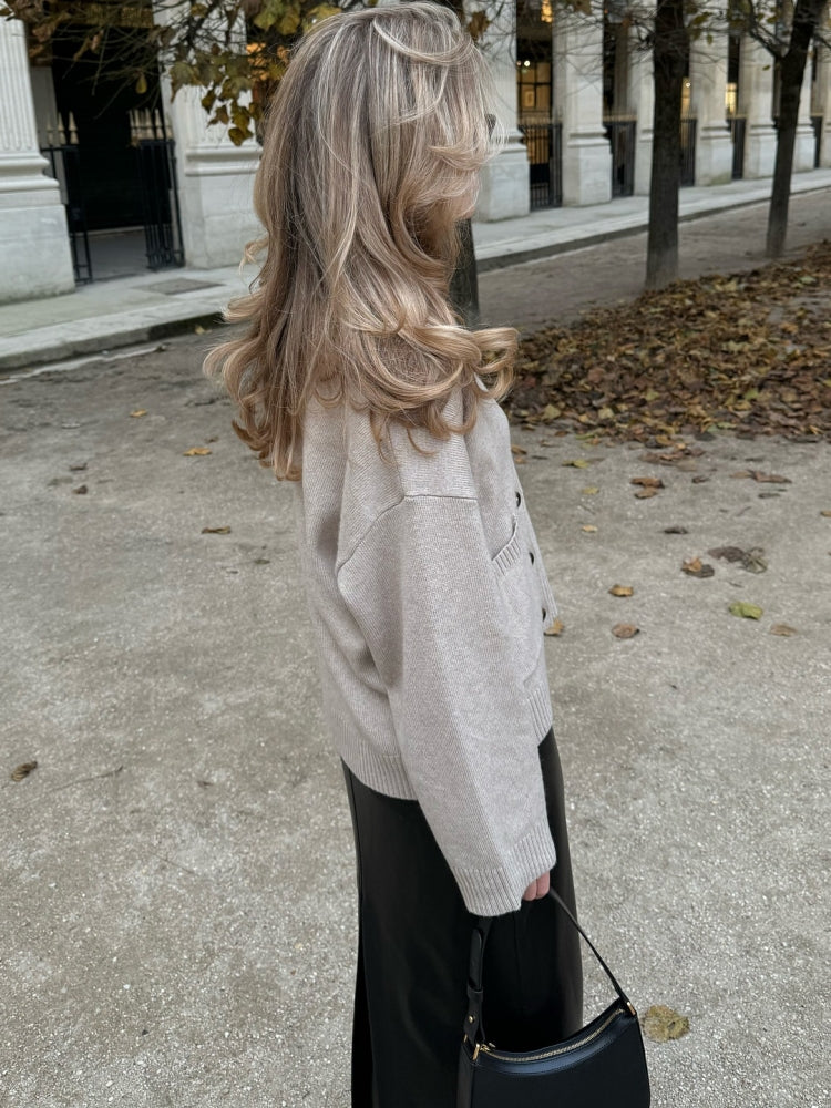 Relaxed V-Neck Knit Cardigan