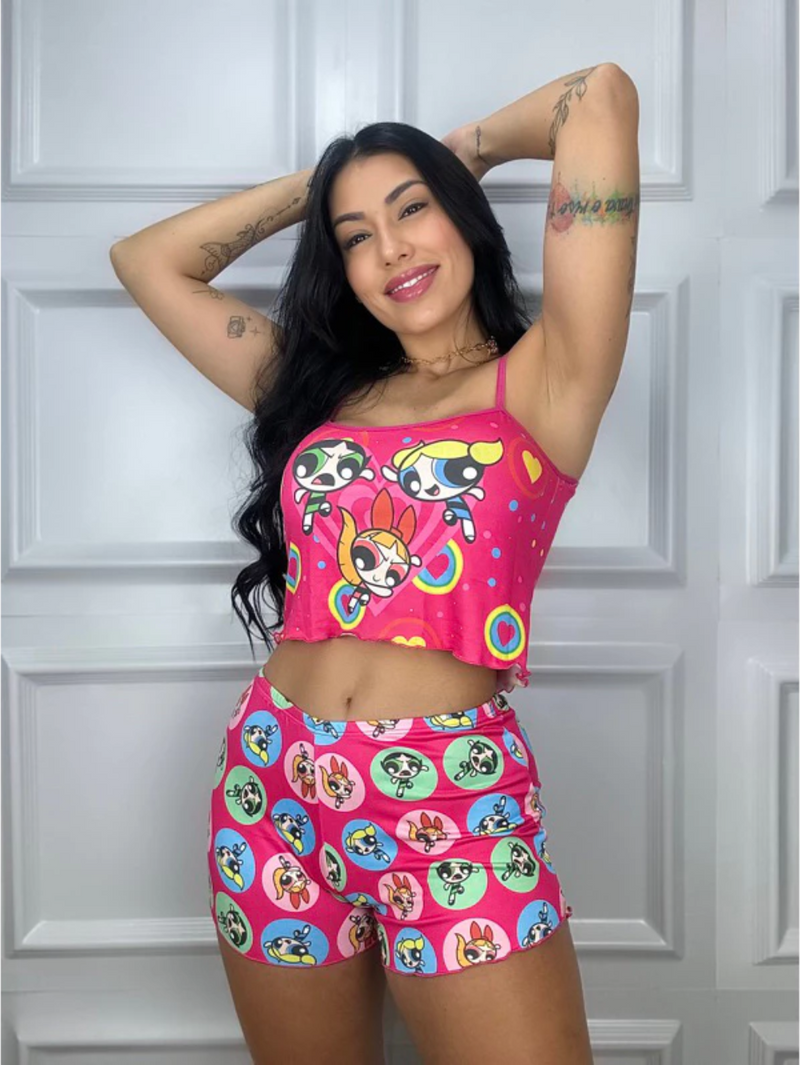 Pijama Personagem Suede Baby Doll