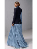 Light Blue Chiffon Drape Maxi Skirt Set