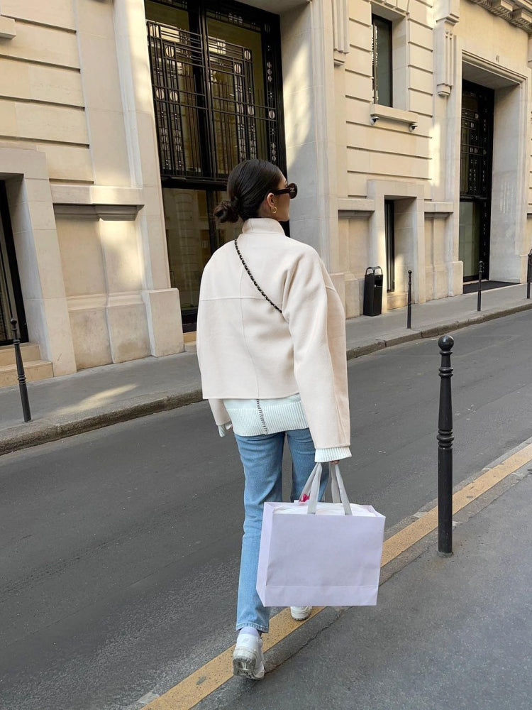 Short Paneled V-Neck Jacket