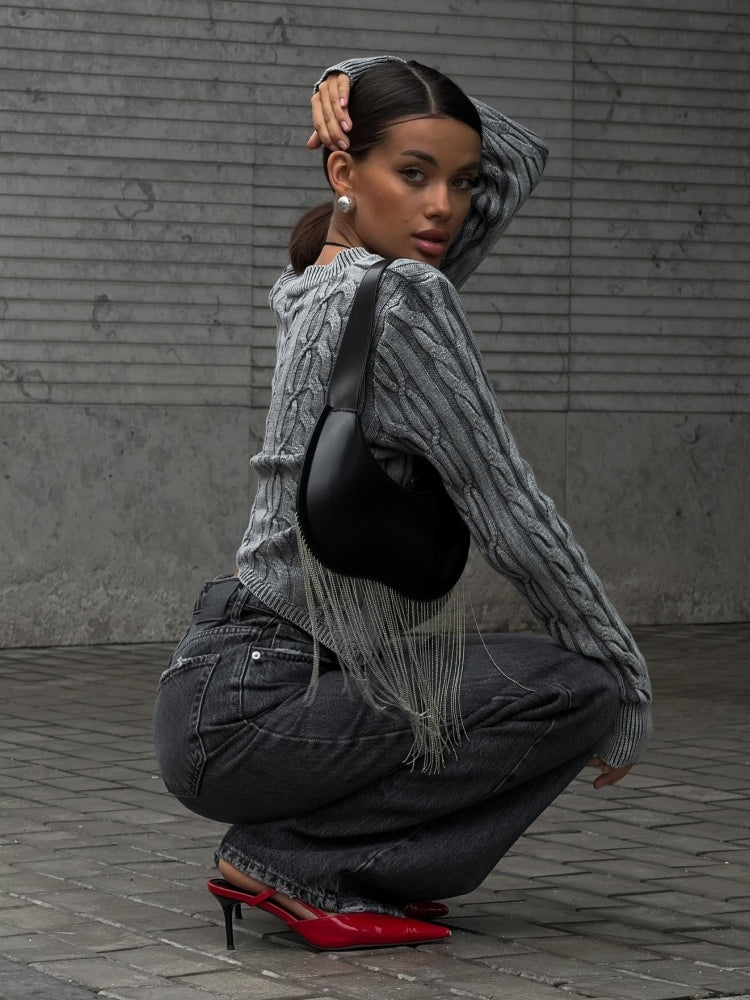 Oversized Ribbed Knit Sweater