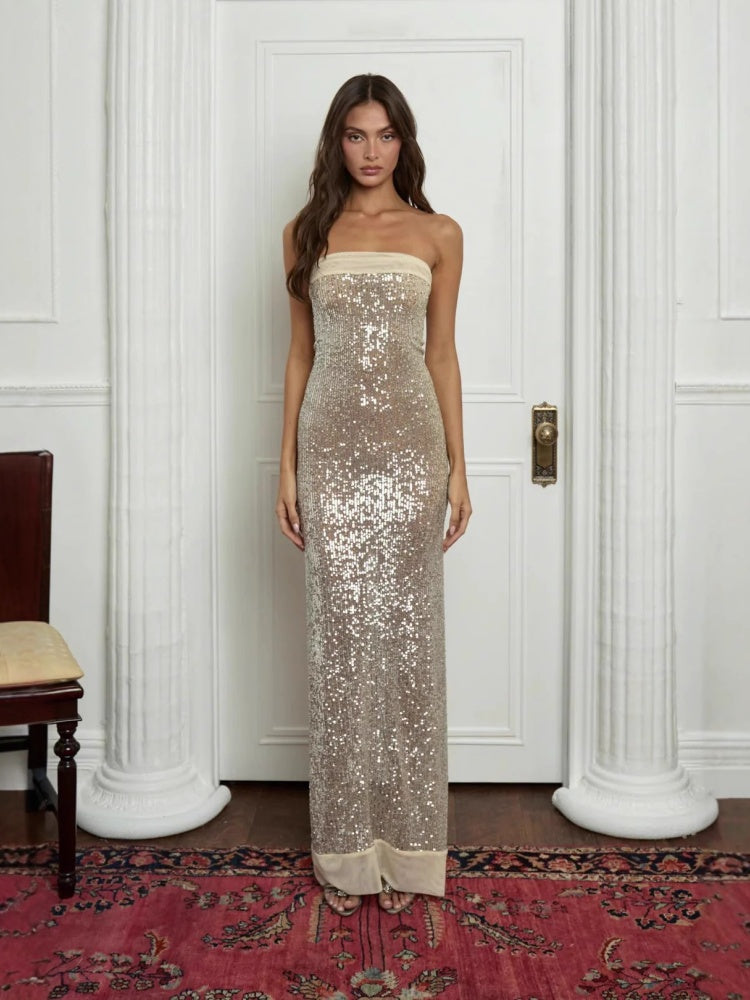 Sequin Open Back Mermaid Dress