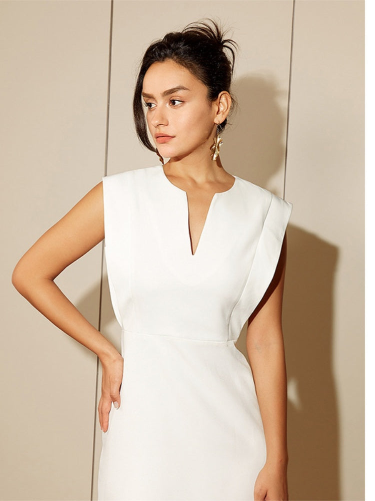 Professional Sleeveless V-Neck Mini Dress