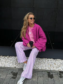 Collarless Long Sleeve Cardigan