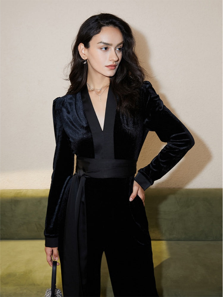 High-Waist Wide-Leg Luxury Jumpsuit