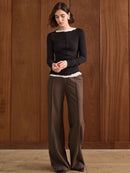 Romantic Bateau Neck Knit Top