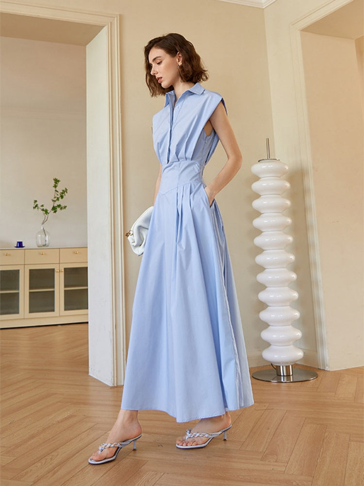 Tailored Belted Shirt Midi Dress