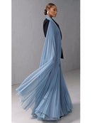 Light Blue Chiffon Drape Maxi Skirt Set