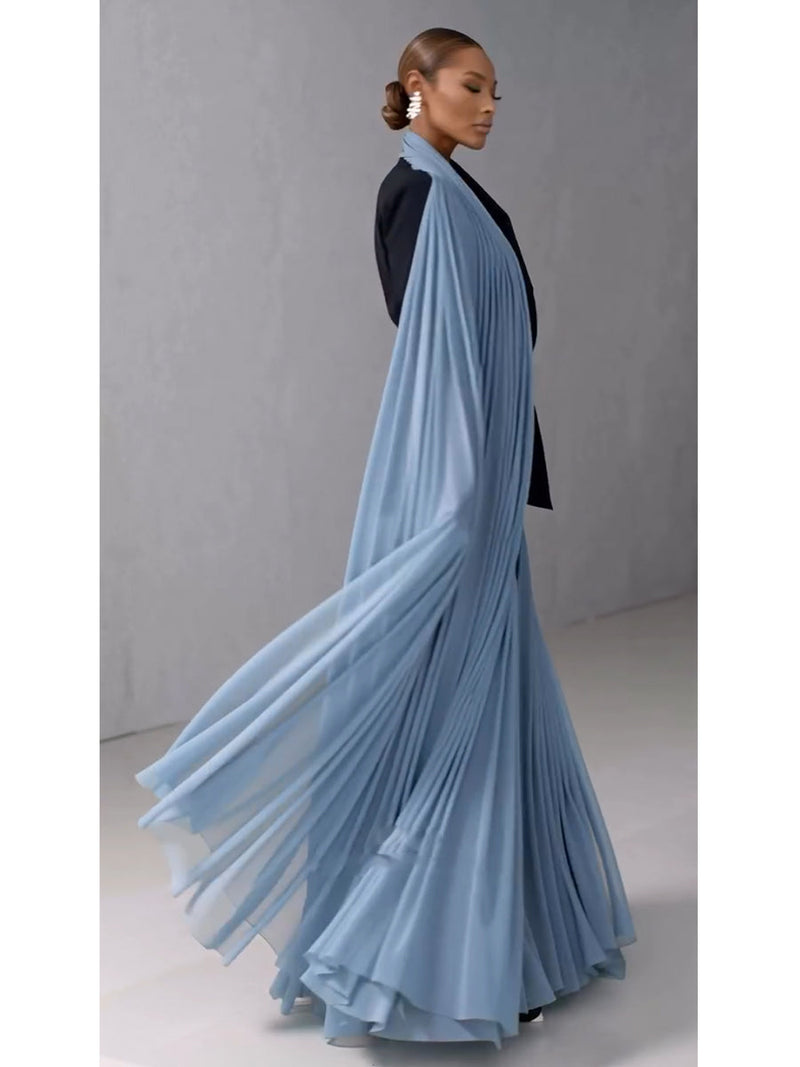 Light Blue Chiffon Drape Maxi Skirt Set