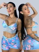 Baby Doll Stitch Estampado Cropped C/ Renda