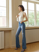 Retro Flare Distressed Hole Jeans