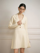 Parisian Style Lapel Knit Mini Dress