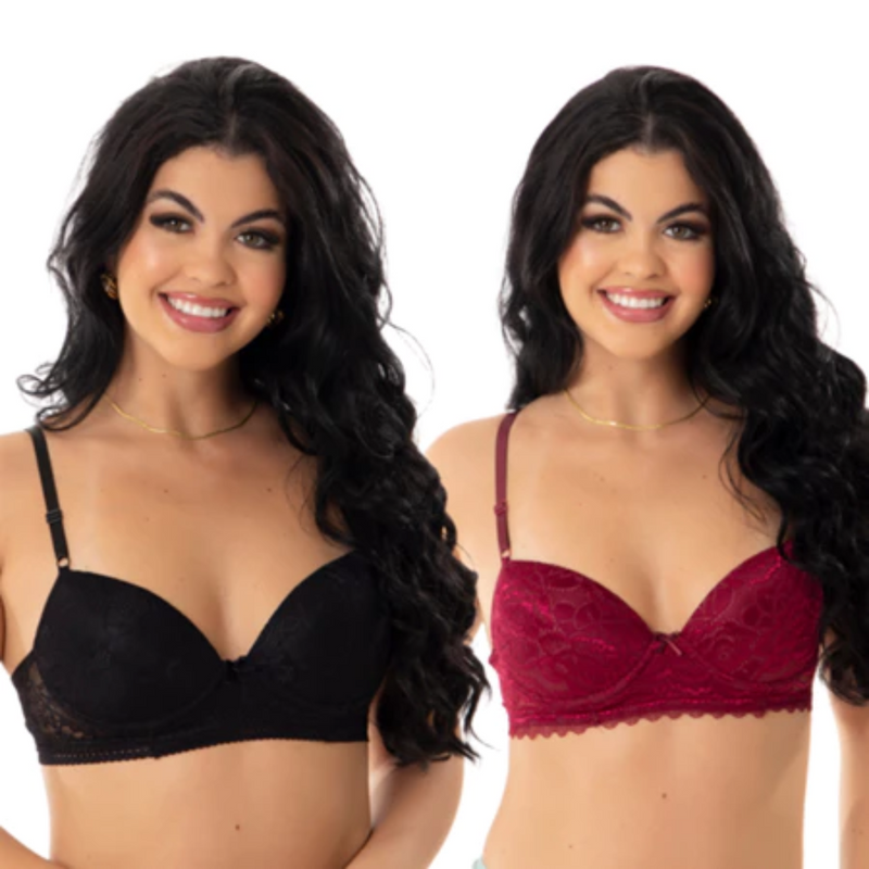 Kit 2 Sutiã com Bojo Confortável Todo de Renda