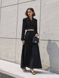 Black  High-Slit High-Waist  A-Line Skirt