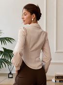 Tailored V-Neck Office Blouse