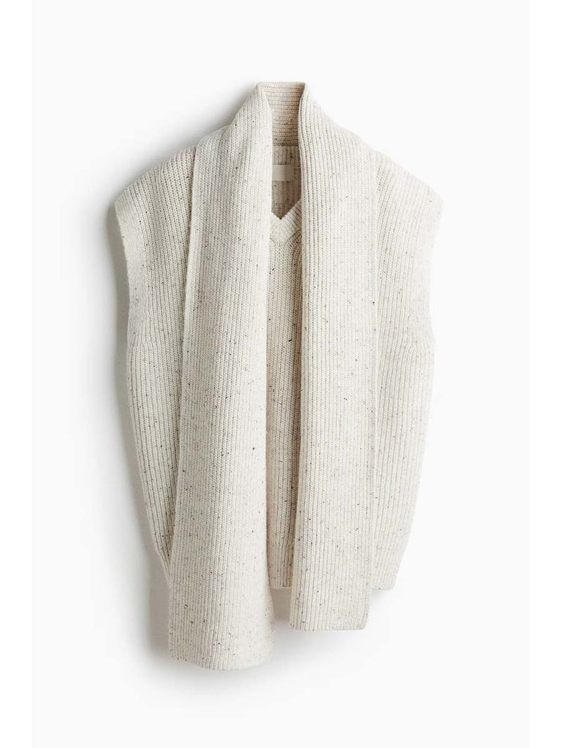 Minimalist Cream Knit Midi Skirt Set