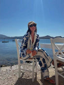 Elegance Blue Checkerboard Pants Sets