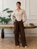 Tailored V-Neck Office Blouse