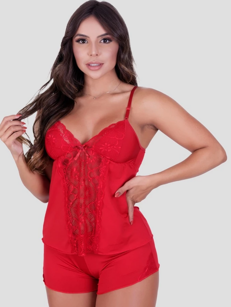 Baby Doll Alcinha Fina Detalhes Renda Pijama