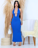 Vestido Longo Canelado Decote V