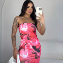 Vestido Estampado Tie Dye Com Fenda Midi Ribana