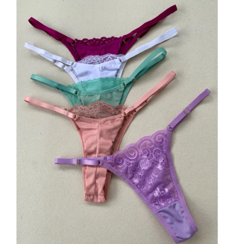 Calcinha Fio Duplo Renda com Regulagem (Pague 5 Leve 10)