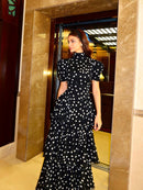 Elegant Puff Sleeve Tiered Chiffon Maxi Dress