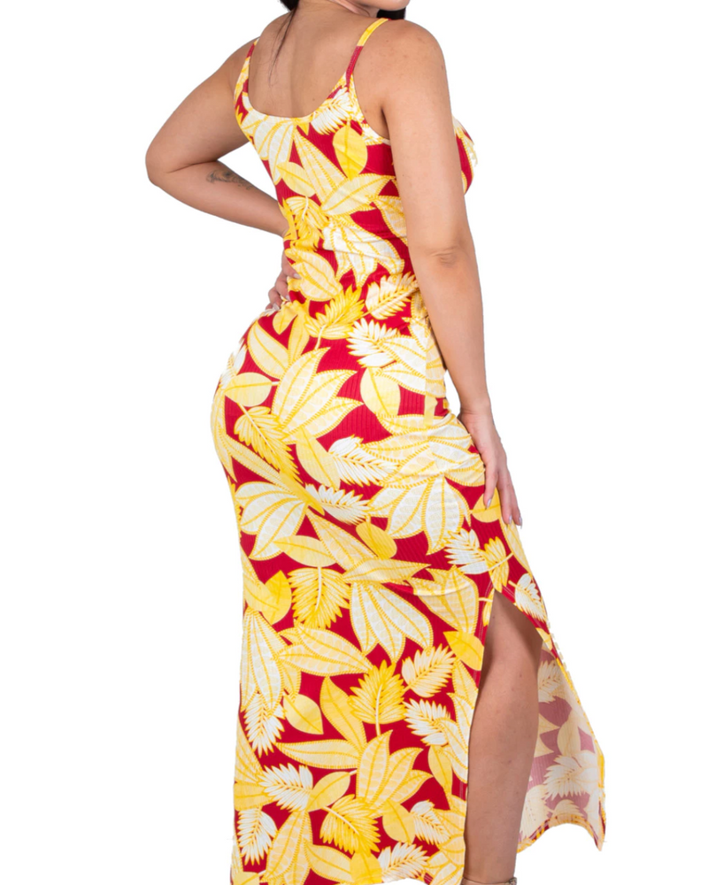 Vestido Floral Canelado Casual