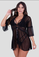 Robe em Tule Detalhes Em Renda Lingerie