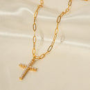 Colar Elos Cruz e Fé Banhado a Ouro 18K | Coleção Verona