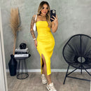 Vestido Carol Tomara que Caia com Fenda Midi