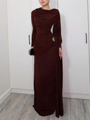 Draped Long Sleeve Maxi Dress