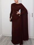 Draped Long Sleeve Maxi Dress
